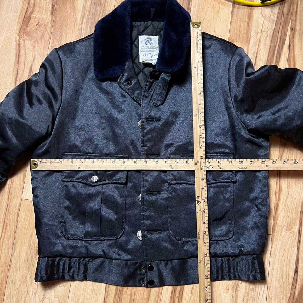 VINTAGE Horace Small Police Tuffy Jacket Size 40R Sherpa Collar Black Bomber - Picture 3 of 8